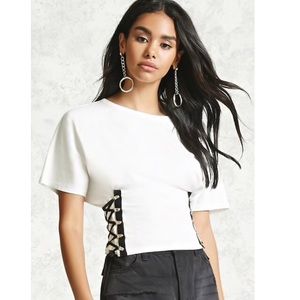Contemporary Lace-Up Tee Medium Black White